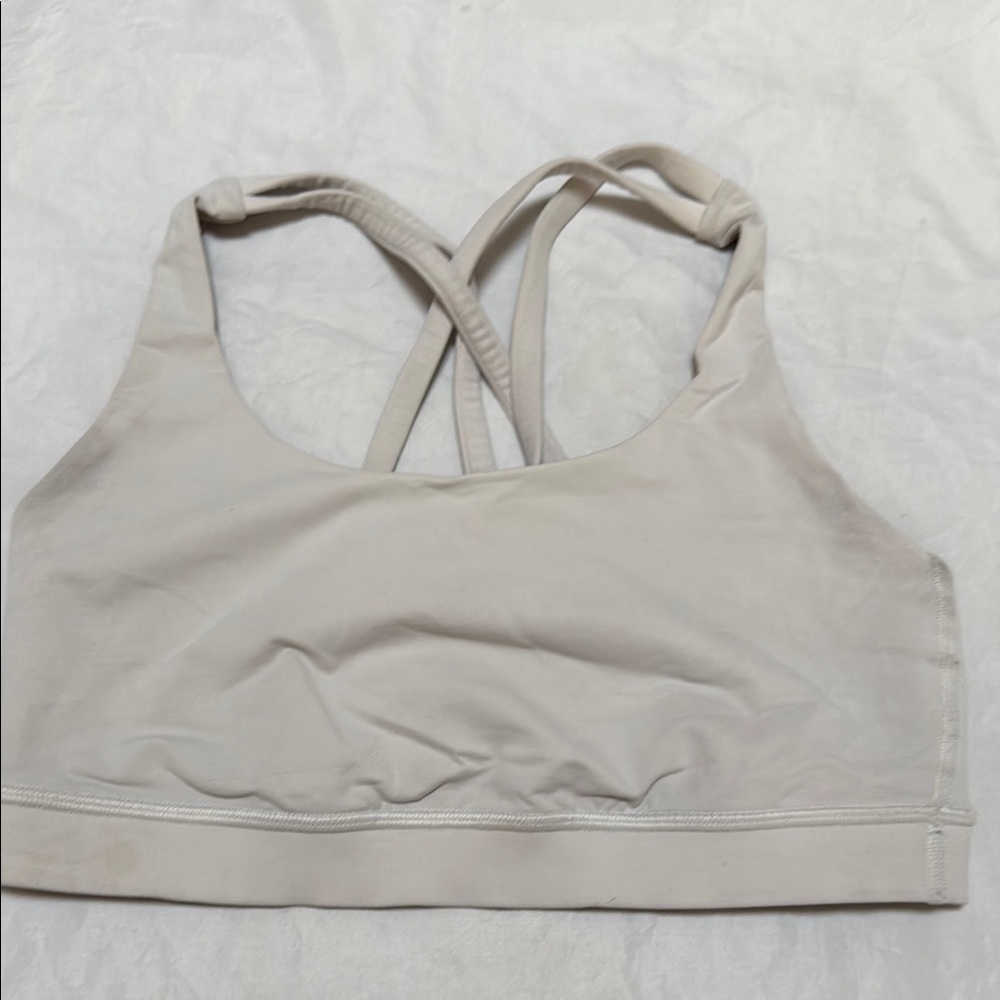 Lululemon Cream Sports Bra with Crisscross Straps